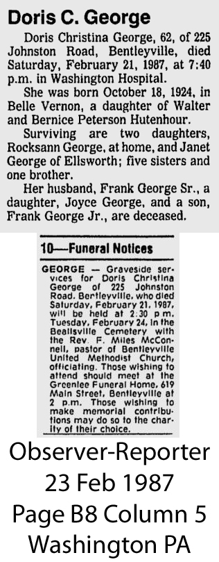 Doris George obit